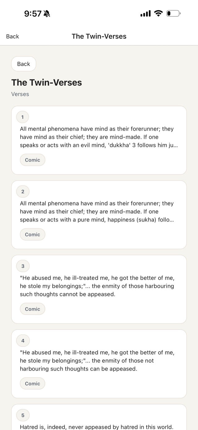 Dhammapada Comics app screenshot
