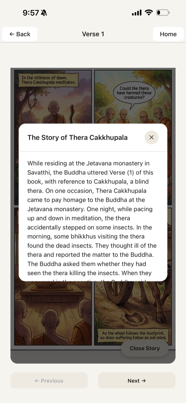Dhammapada Comics app screenshot