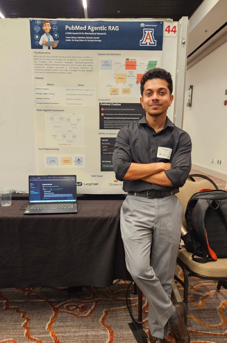 Presenting the PubMed Agentic RAG poster at the University of Arizona capstone showcase